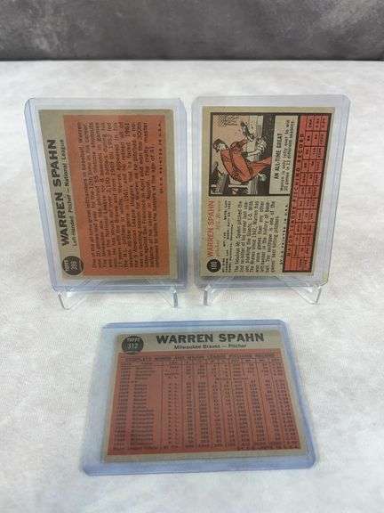 1962 Topps Warren Spahn Star lot, cards 100, 312, 399