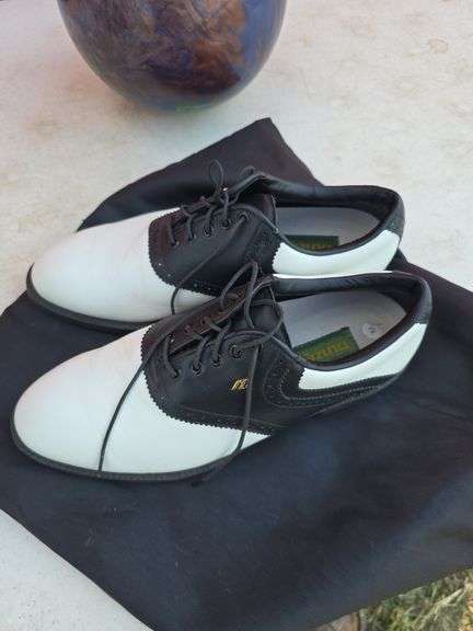 BOWLING BALL AND SIZE 9-1/2 BOWLING SHOES