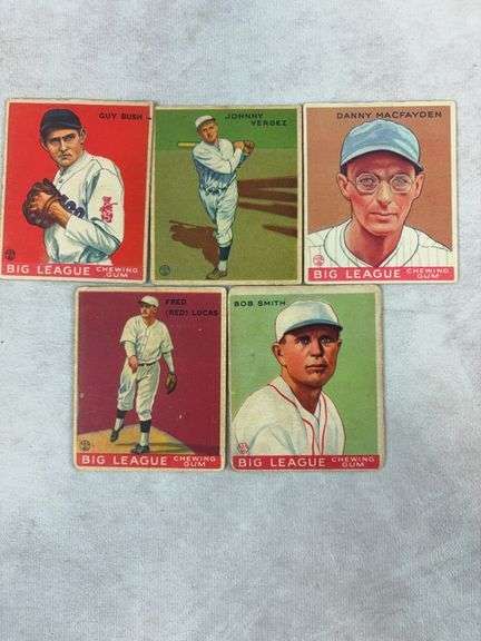1933 Goudey Rookie lot of 5: Bush, Vergez, Smith, Lucas, Macfayden, good