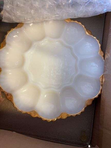 (2) boxes of glass dishes, cups, and more - pink depression, clear, and more