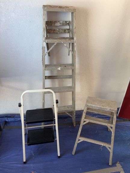 2 Step Stools & 1 Aluminum Ladder
