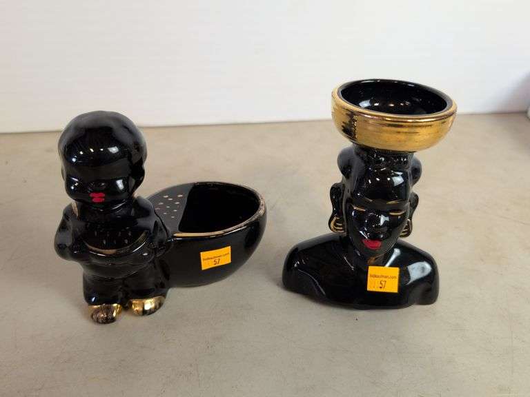 (2) vintage pottery ash trays