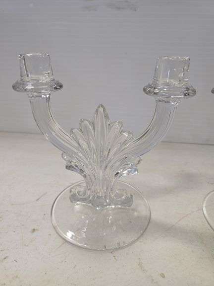 SET OF 2 FOSTORIA CRYSTAL CANDELABRAS