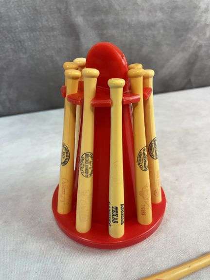 1970's Vintage A.L. Lousville Slugger H&B Mini Baseball Bats with Stand