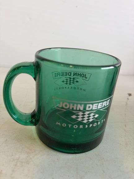 (4) John Deere green glass mugs