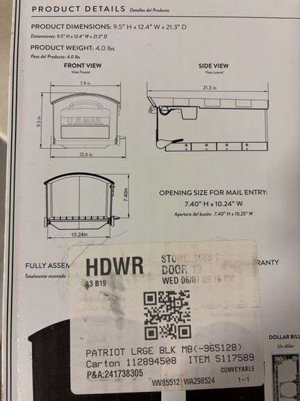 Black plastic post mount mailbox patriot large