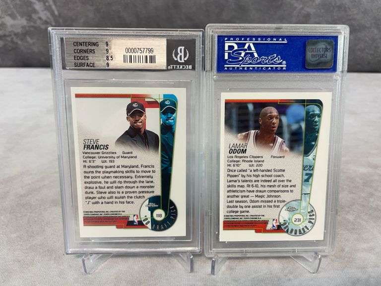 1999-00 Topps Chrome #118 Steve Francis RC BGS 9 & 1999 Topps Chrome #231 Lamar Odom RC PSA 9