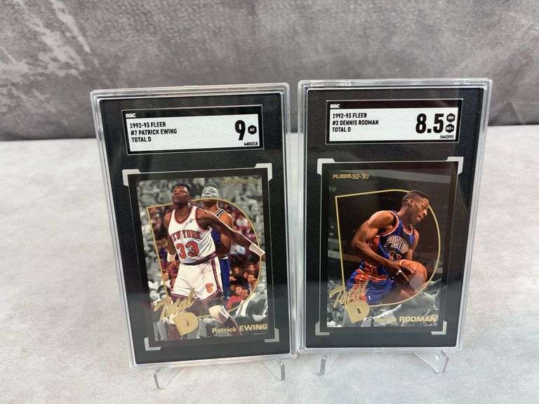 1992-93 Fleer Total "D" Patrick Ewing & Dennis Rodman - SGC 9 & 8.5