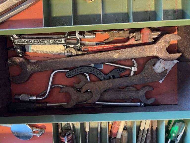 Toolbox with wrenches, hammer, sockets, and more