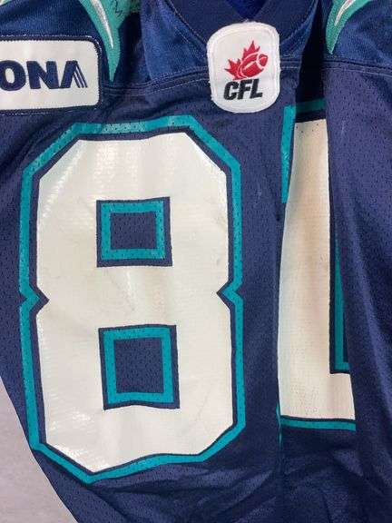 CFL Ravens jersey, dark blue/aqua/black/white, size medium