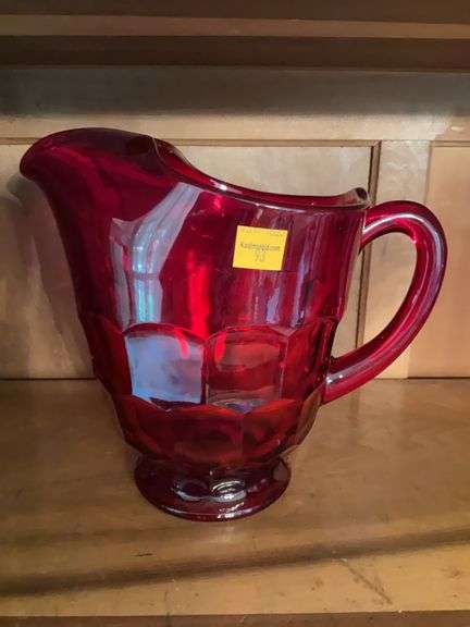 Ruby Red Viking Glass Pitcher
