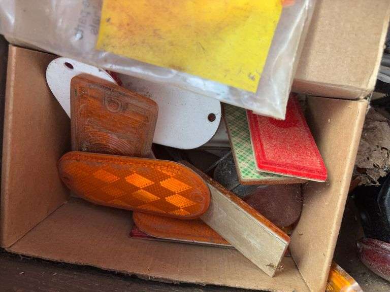 Crate with John Deere oil can, planer, and more