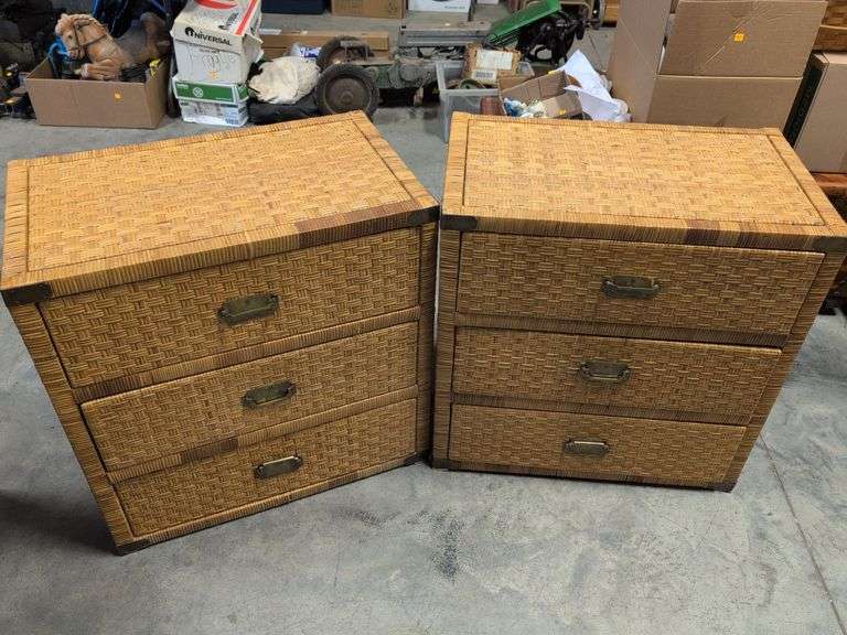 (2) matching wicker chest of drawers