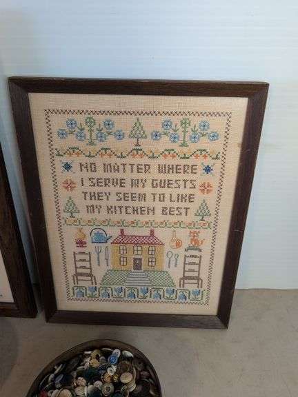 Buttons, Charlie Brown Christmas Tree, and (2) stitched signs