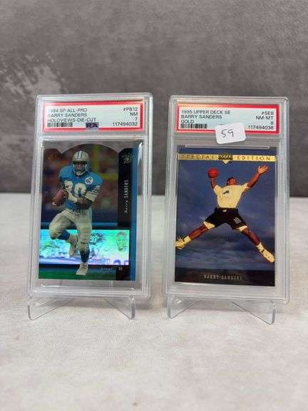 2 Card Graded Barry Sanders Lot