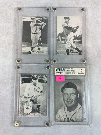 1947 Bond Bread, 4 cards, including Jonny Mize, graded 10