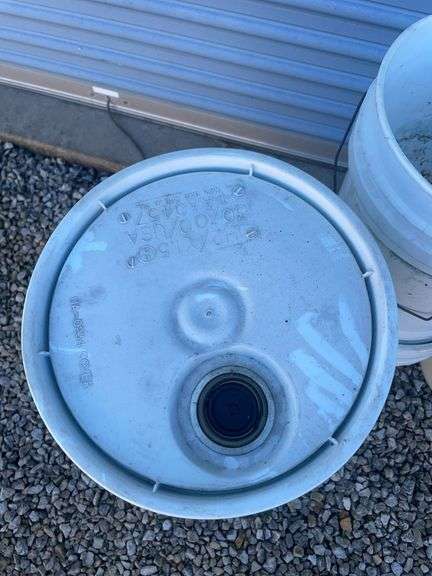 Large assortment of buckets for cleaners & misc.