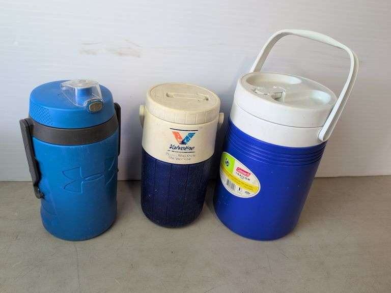(2) Coleman and (1) Under Armour water jugs