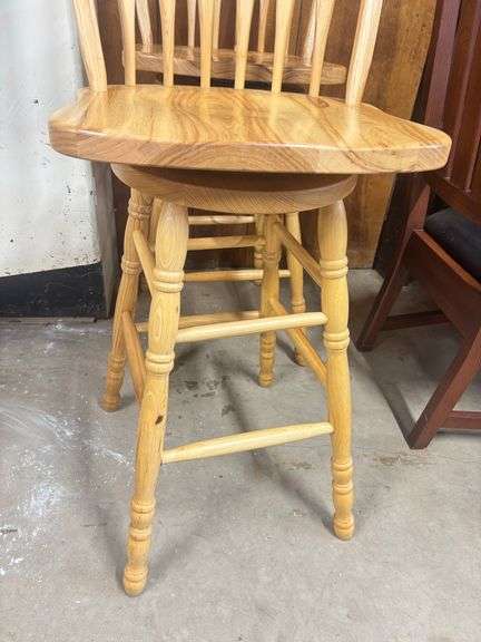 2 Swivel Hickory Bar Stools