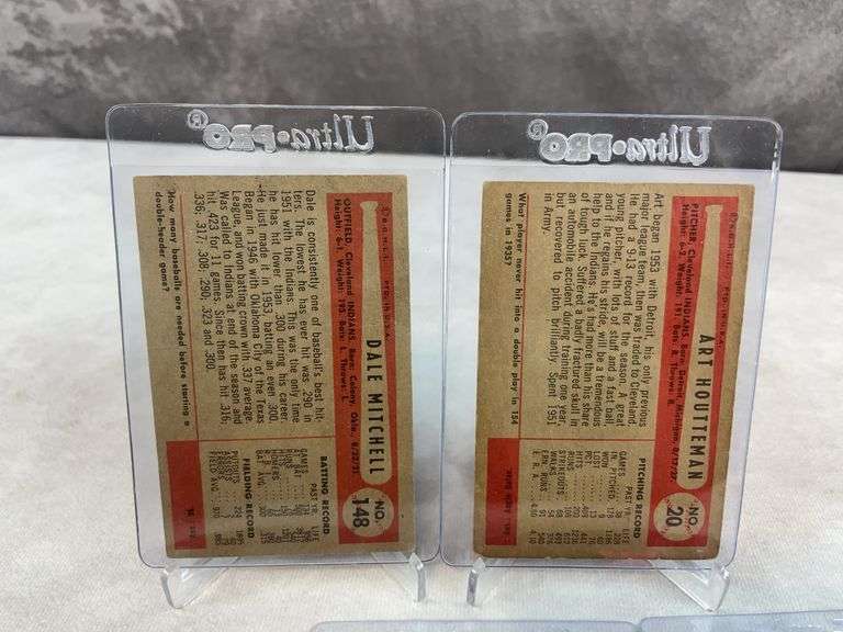 1954 Bowman baseball, Cleveland Indians group: Garcia, Lemon, Mitchel, Strickland