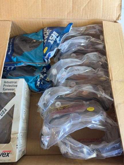 Anvil/bench vise and safety goggles