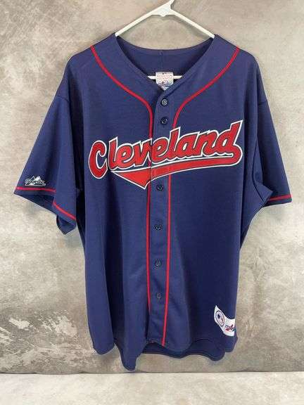 Cleveland Indians Majestic Jersey, blue w/red letters
