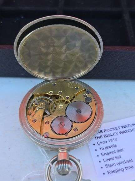 1910 ATLAS THE BISLEY 15 JEWEL WINDUP POCKET WATCH WORKS