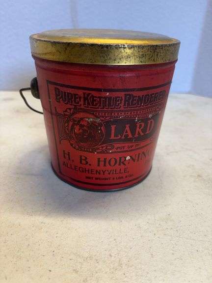 H B Horning Lard Tin