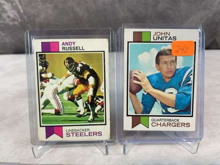 1973 Topps football lot w/10 Rookies & Unitas, Blanda, Tark, Russell