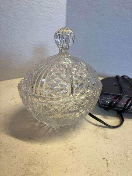 2 Clock Radios , Clear Glass Candy Dish, Hi Fi Stereo