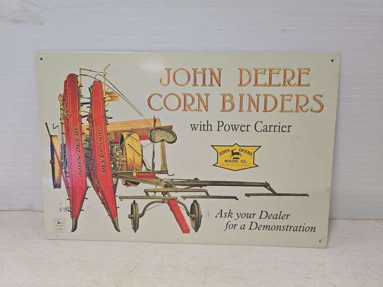 JOHN DEERE CORN BINDERS TIN SIGN