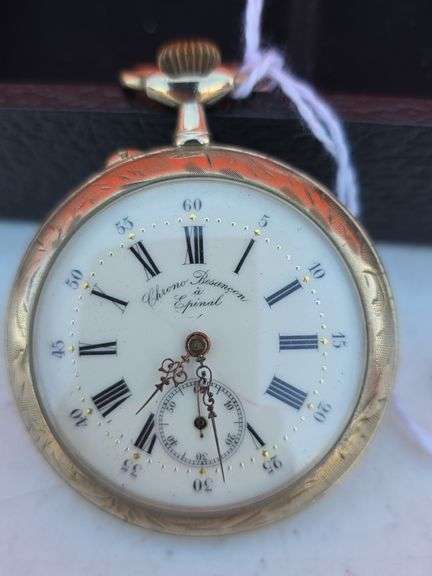 1905 CHRONO BESANCON A EPINAL SWISS WINDUP POCKET WATCH WORKS
