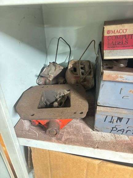 Metal File Cabinet w/8N &. 9N Parts including Sherman Transmission