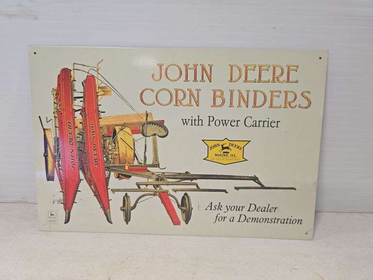 JOHN DEERE CORN BINDERS TIN SIGN