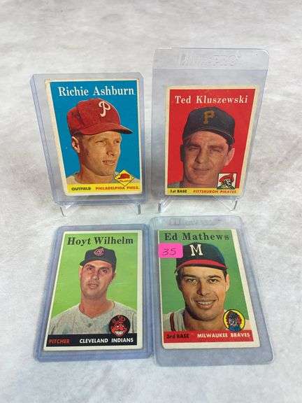 1958 Topps Eddie Mathews, Hoyt Wilhelm, Ashburn, Ted K.