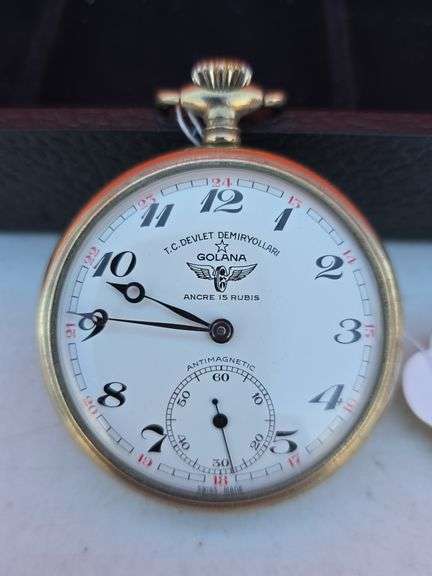 GOLANA SWISS RAILROAD WINDUP POCKET WATCH WORKS 15 JEWEL