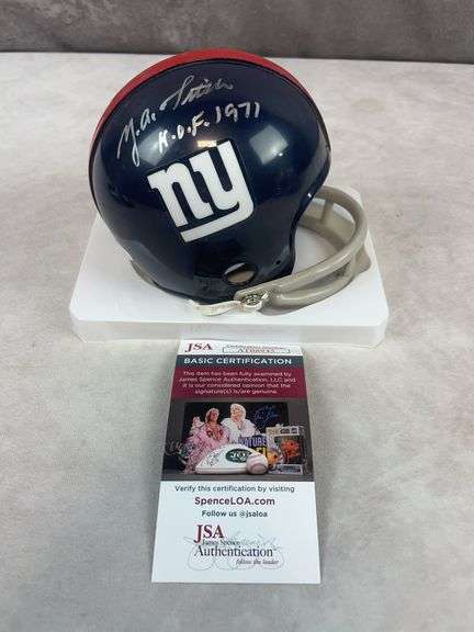 Y A. Tittle signed New York Giants mini helmet, JSA