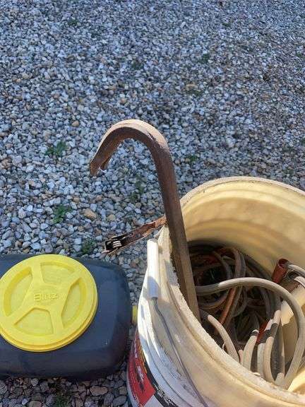 Cutler-Hammer electric boxes, Blitz oil drain, cone, buckets with jumper cables