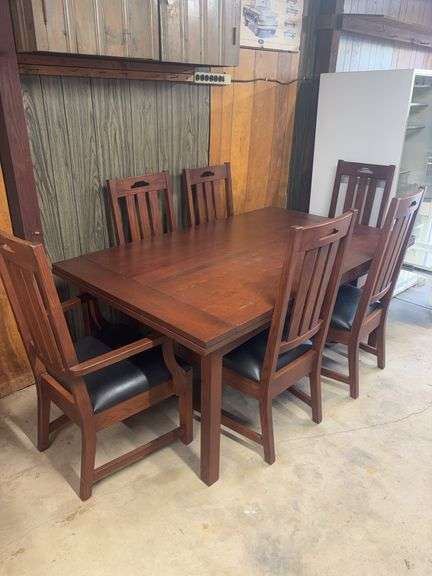 Dining Set , Table & 6 Chairs w/ Slide out on both ends for full Extension 108” W 68” W closed