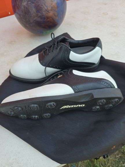 BOWLING BALL AND SIZE 9-1/2 BOWLING SHOES
