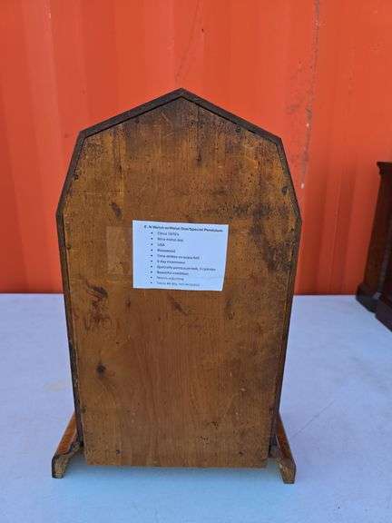 E.N.WELCH 1870'S WINDUP MANTLE CLOCK WITH SPECIAL PENDULUM, NO KEY, NEEDS ADJUSTED