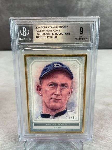 2018 Topps Transcendent Hall of Fame Icons Sketch #HOFRTC Ty Cobb #/83 BGS 9