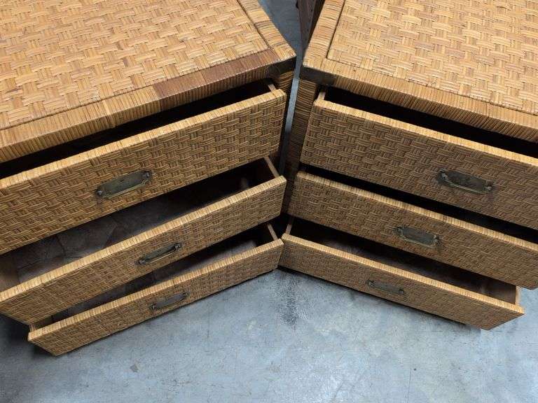 (2) matching wicker chest of drawers