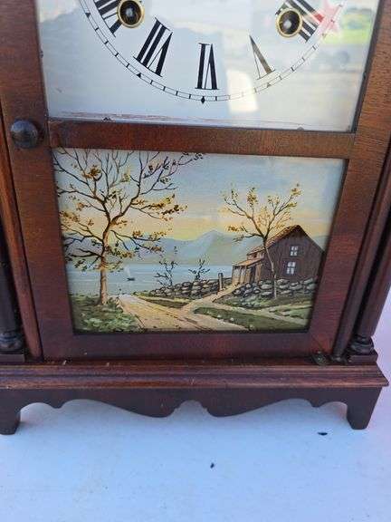INGRAHAM PILLAR AND SCROLL 8 DAY MANTLE CLOCK WORKS