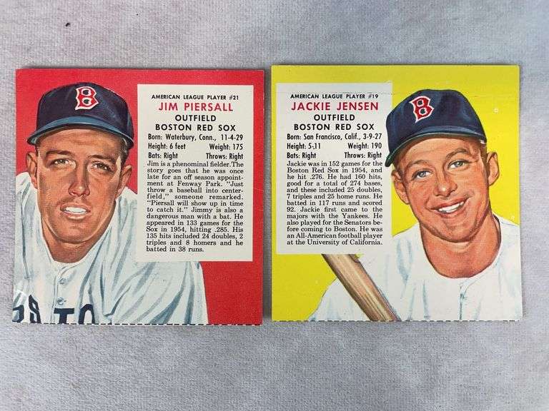 (2) 1955 Red Man Tobacco Cards - Jackie Jensen & Jimmie Piersall