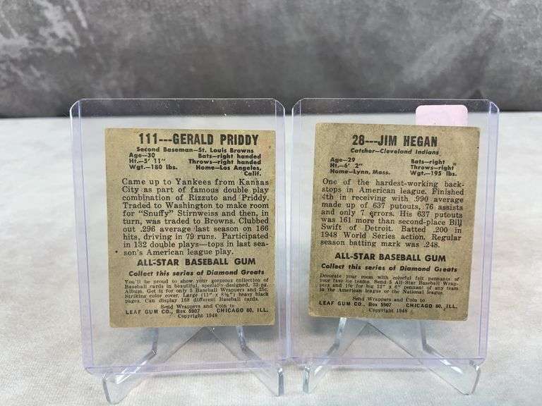 1949 Leaf baseball: Jim Hegan, Martin Marion, Priddy