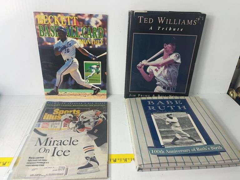 Babe Ruth & Ted Williams Book and Mario Lemieux &Bo Jackson SI Covers