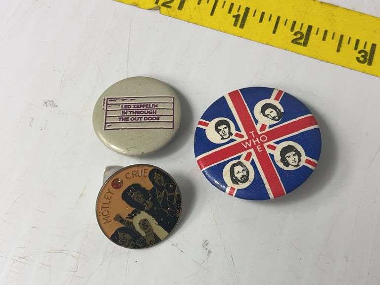 Led Zeppelin, Motley Crue, The Who Pins