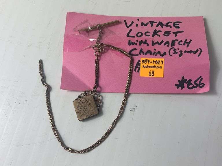 Vintage Locket with Watch Chain "Signed"