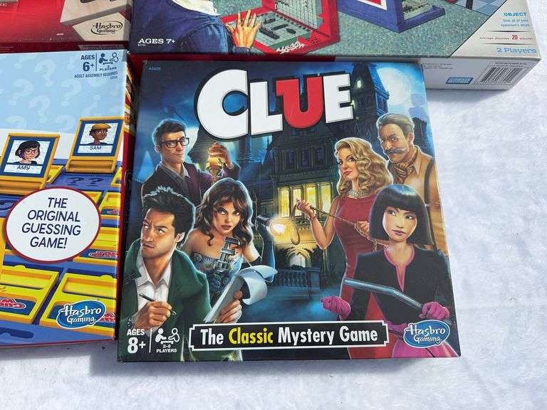 Scrabble, Clue, Guess Who?, and Battleship